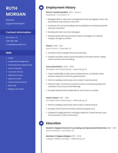 District Superintendent Resume