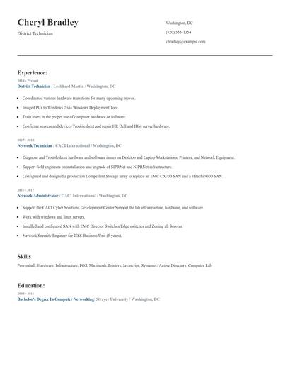 District Technician Resume