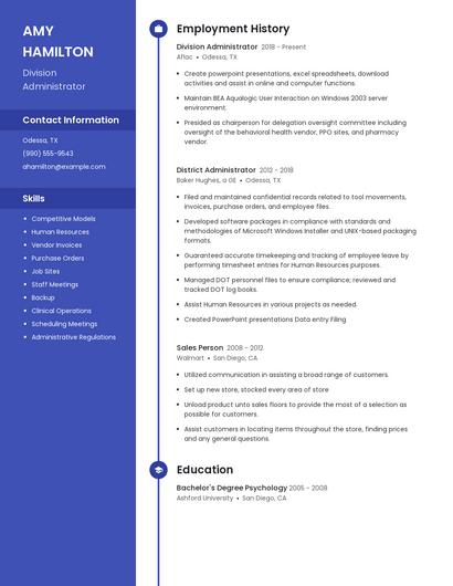 Division Administrator Resume