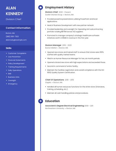 Division Chief Resume