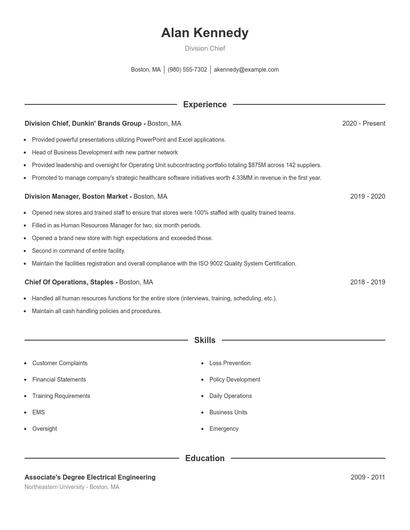 Resume example 1