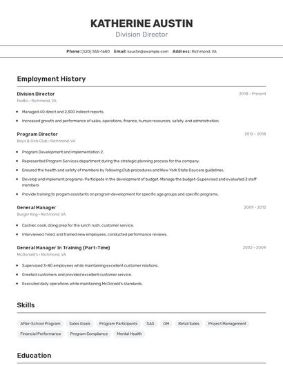 Resume example 2