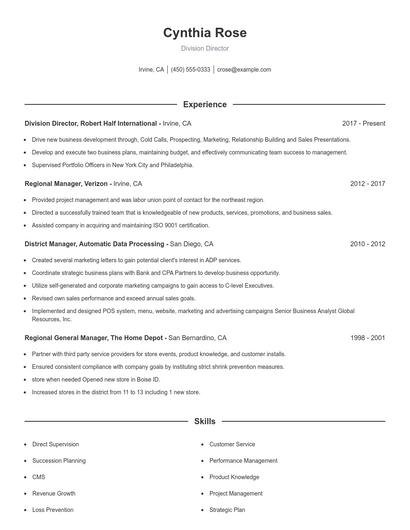 Resume example 1