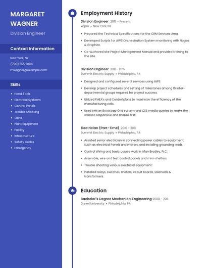 Division Engineer Resume