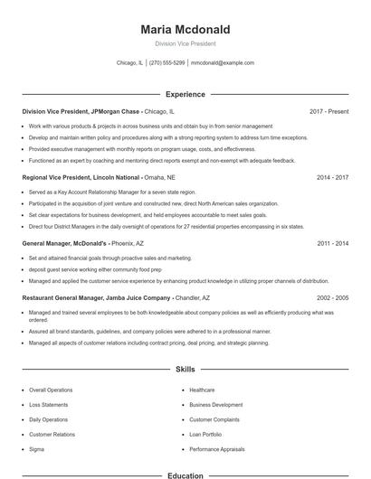 Resume example 1