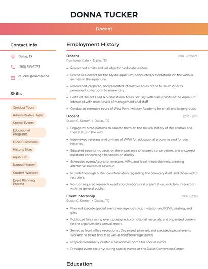 Docent Resume