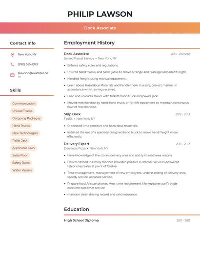 Dock Associate Resume