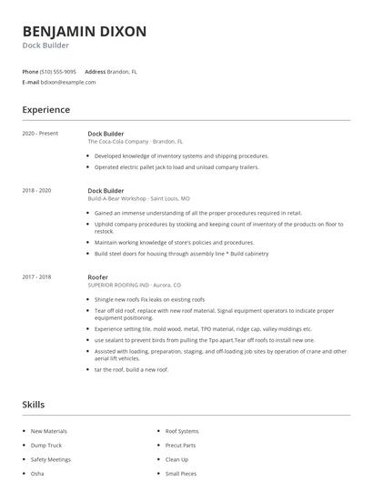 Dock Builder Resume
