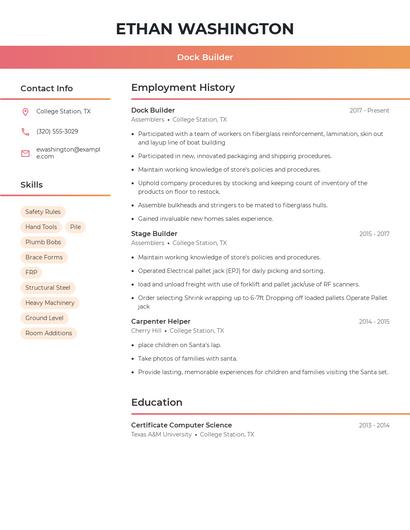 Dock Builder Resume
