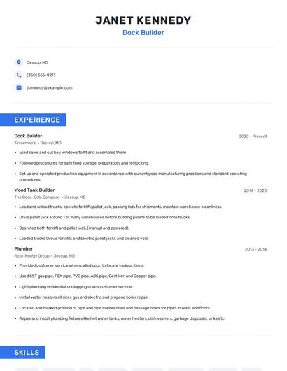 Dock Builder Resume