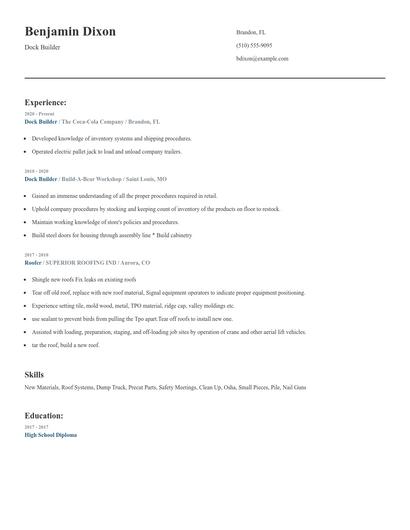 Dock Builder Resume