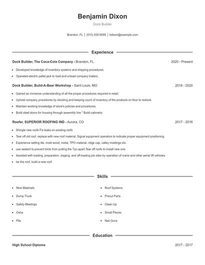 Dock Builder Resume