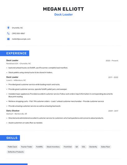 Dock Loader Resume