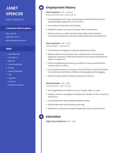 Dock Operator Resume