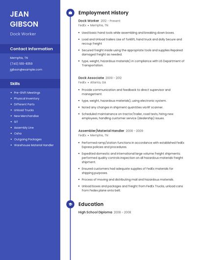 Dock Worker Resume