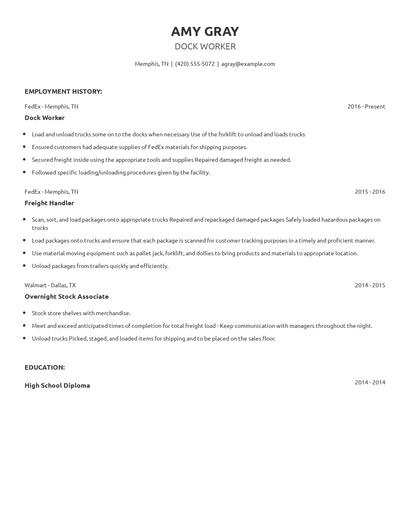Dock Worker Resume