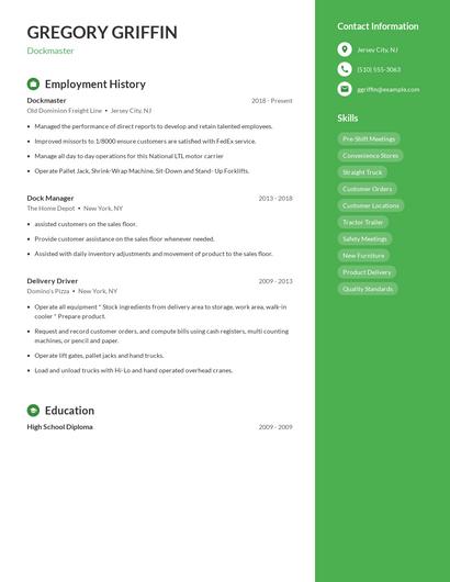 Dockmaster Resume