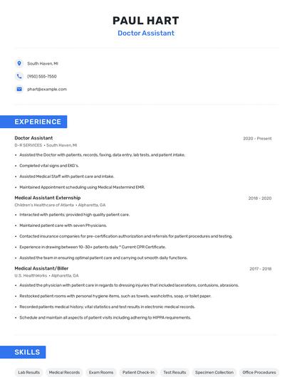 Doctor Assistant Resume
