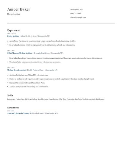 Doctor Assistant Resume
