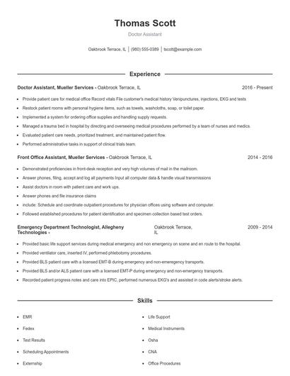 Doctor Assistant Resume
