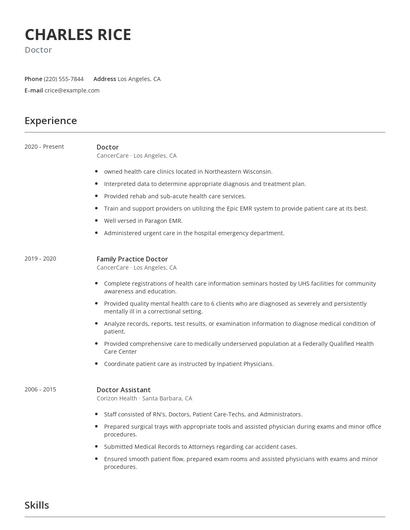 Doctor Resume