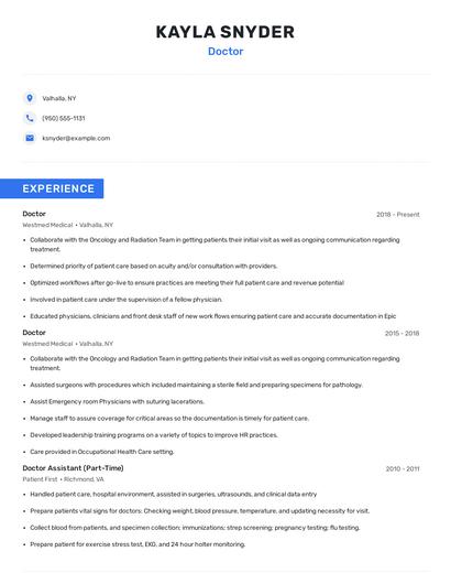 Doctor Resume