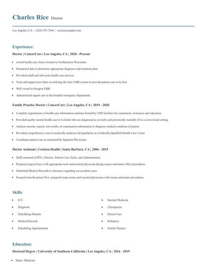 Doctor Resume