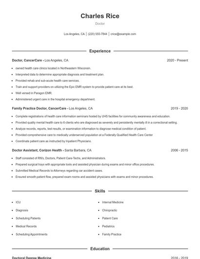 Doctor Resume
