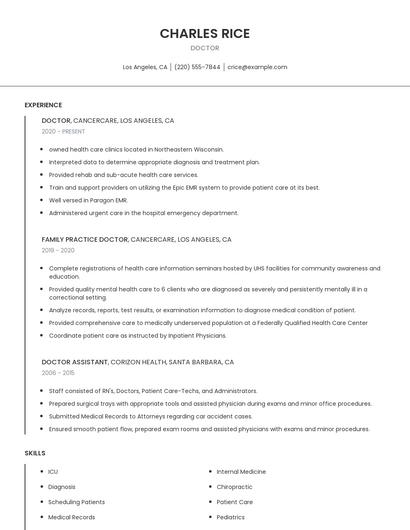 Doctor Resume