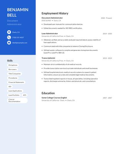 Document Administrator Resume