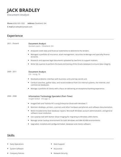 Document Analyst Resume
