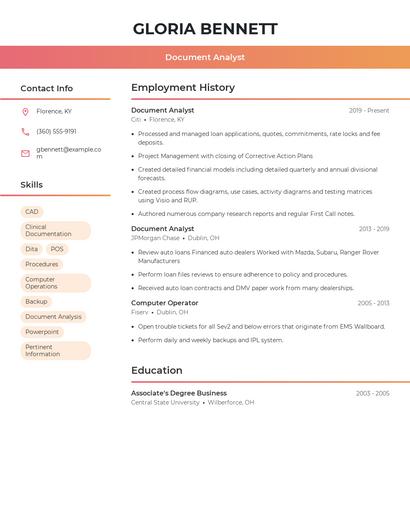 Document Analyst Resume