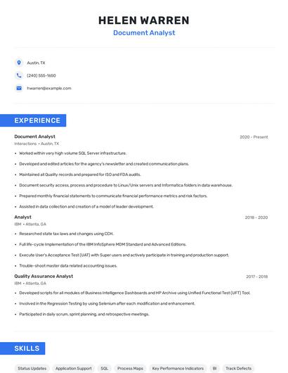 Document Analyst Resume