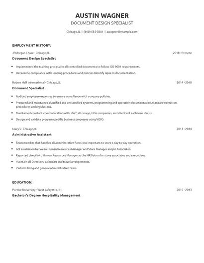 Document Design Specialist Resume