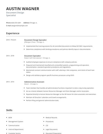 Document Design Specialist Resume