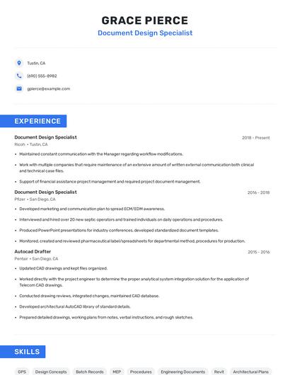 Document Design Specialist Resume