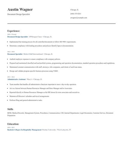 Document Design Specialist Resume