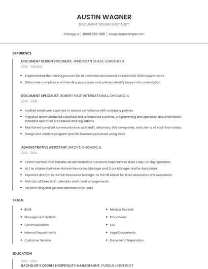 Document Design Specialist Resume