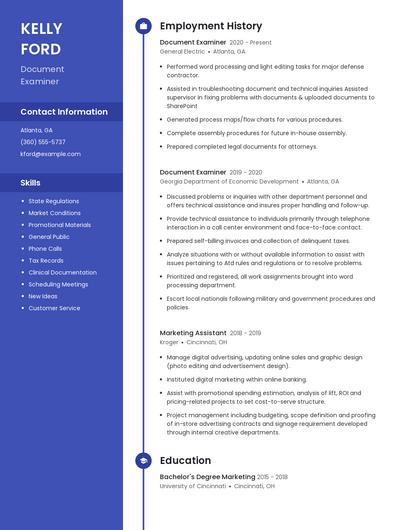 Document Examiner Resume