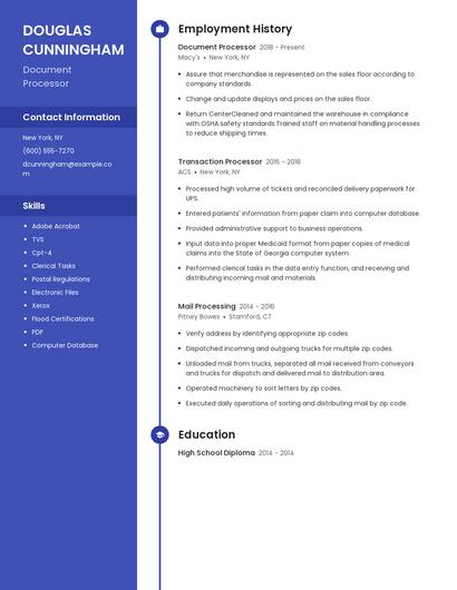 Document Processor Resume
