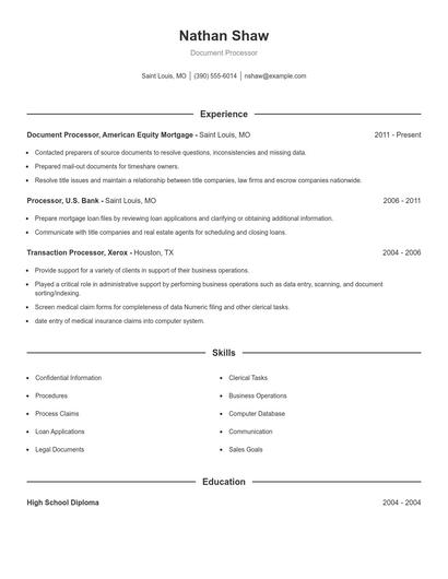 Document Processor Resume