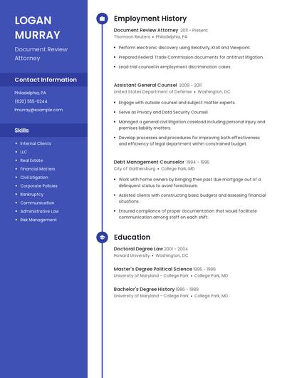 Document Review Attorney Resume