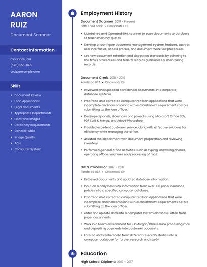 Document Scanner Resume