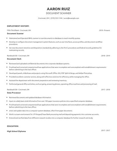Document Scanner Resume