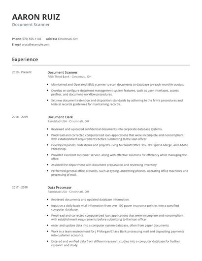 Document Scanner Resume