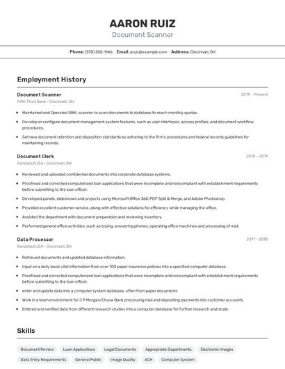 Document Scanner Resume