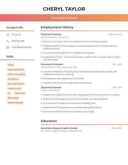 Document Scanner Resume
