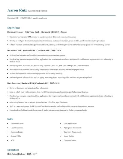 Document Scanner Resume