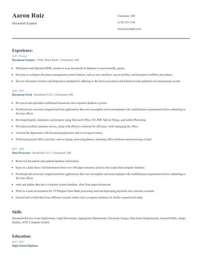 Document Scanner Resume
