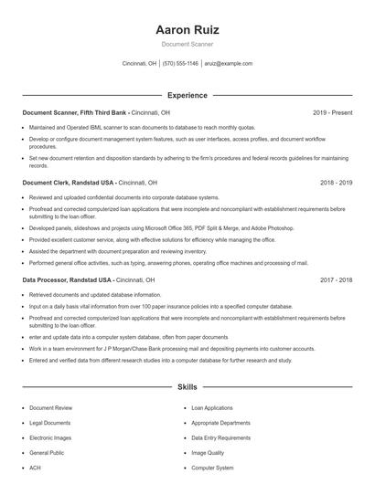 Document Scanner Resume